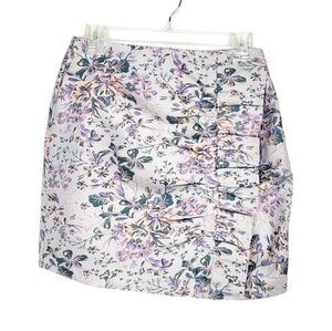 ZARA floral draped jacquard mini skirt NWT